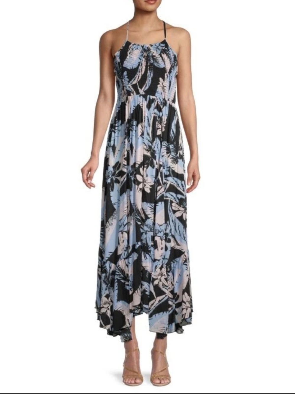 Free People Heat Wave Printed Maxi Dress - Midnight Floral Boho.